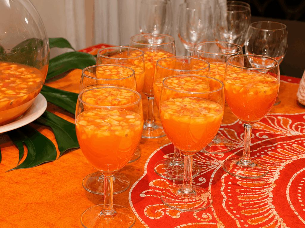 Fresh homemade African fruit drink served at African Queen restaurant in Zürich with authentic tropical flavors