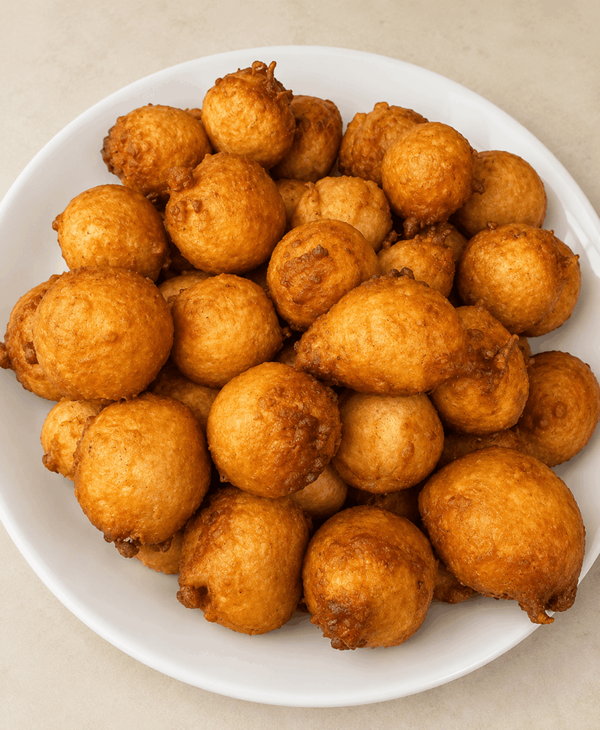 Homemade African puff-puff beignets prepared by Cook-Yamo for catering events and African celebrations in Switzerland