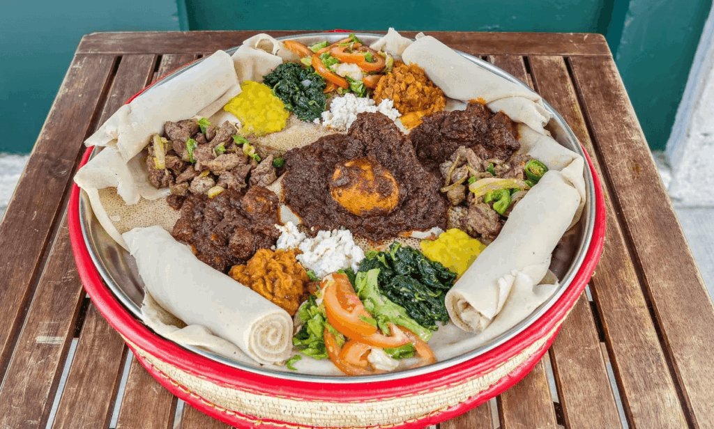 Flavorful Ethiopian meat specialties served at Restaurant Meskerem Geneva