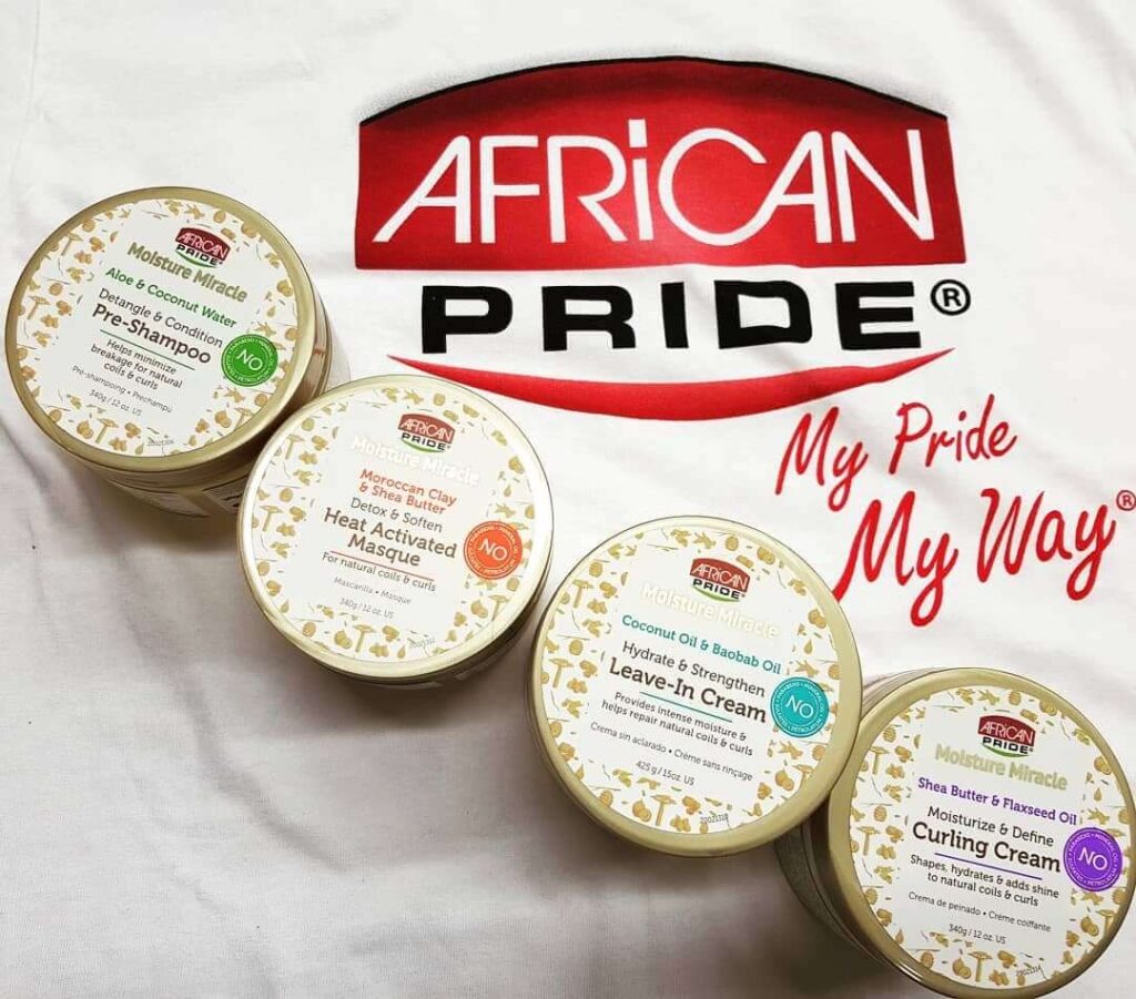 Shelves of afro hair and beauty products at Afrikana African beauty supply store in Geneva