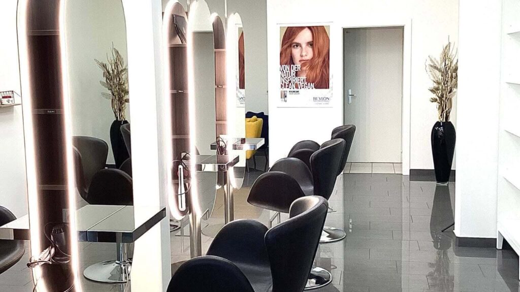 Interior of Salon Desi Cheril afro hair and box braids salon in central Geneva