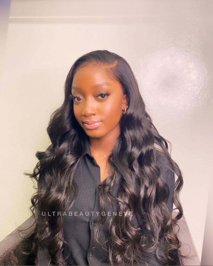 Afro hair extensions being installed at Ultra Beauty Genève salon in Geneva