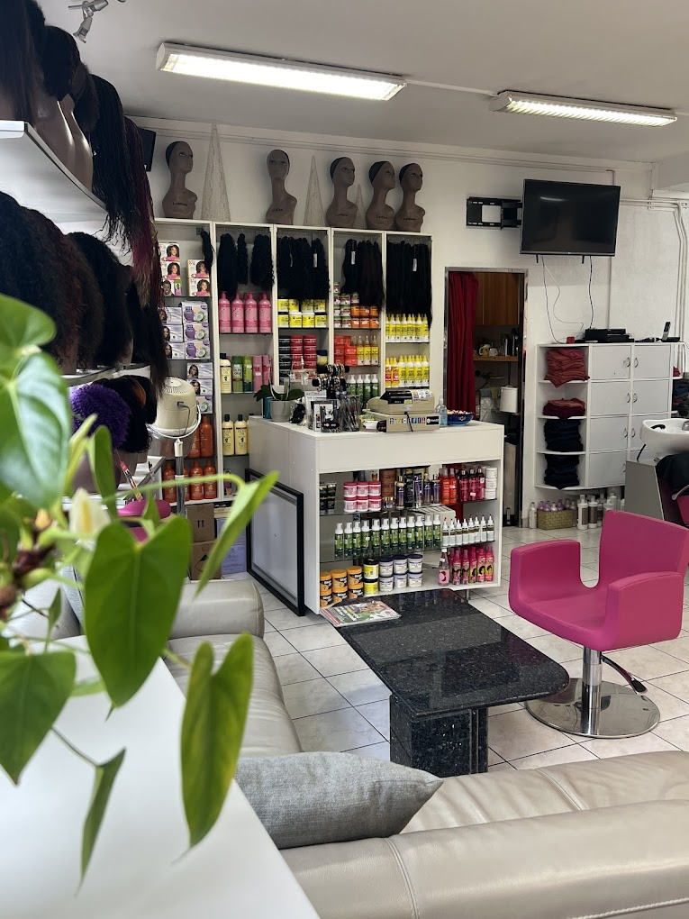 Interior of Salon City African hair salon on Avenue Blanc, Geneva
