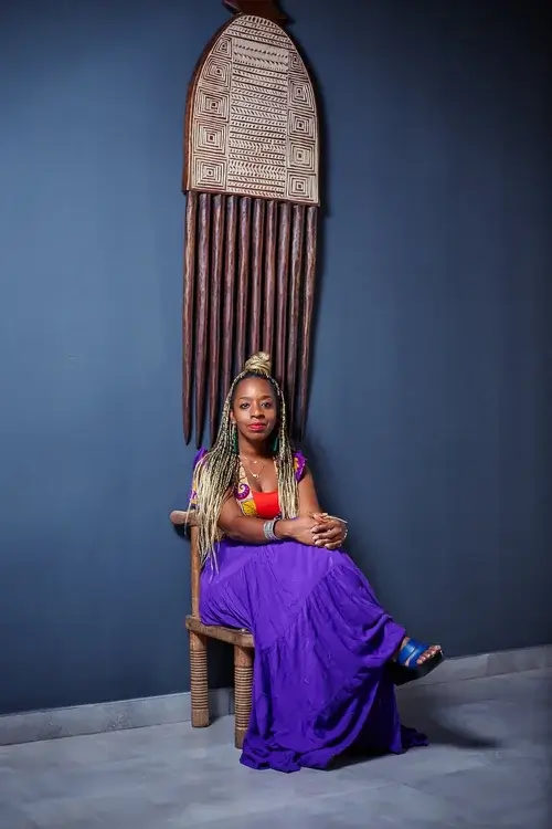 Founder Carine Biley at Filafriques gallery in Geneva